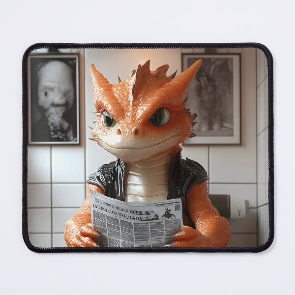 Item preview, Dragon newspaper toilet restroom orange creature comedy fantasy designed and sold by earlobejerk.