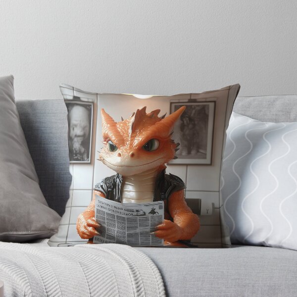 Item preview, Dragon newspaper toilet restroom orange creature comedy fantasy designed and sold by earlobejerk.