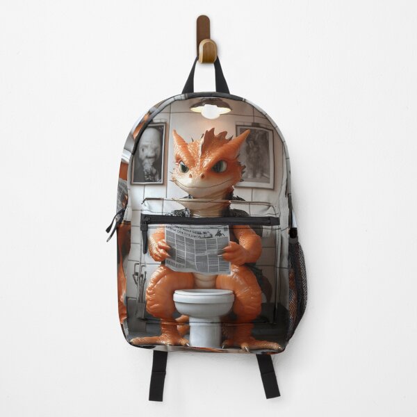 Item preview, Dragon newspaper toilet restroom orange creature comedy fantasy designed and sold by earlobejerk.