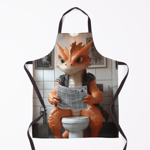 Item preview, Dragon newspaper toilet restroom orange creature comedy fantasy designed and sold by earlobejerk.