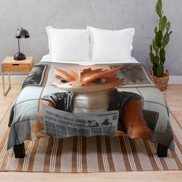 Item preview, Dragon newspaper toilet restroom orange creature comedy fantasy designed and sold by earlobejerk.
