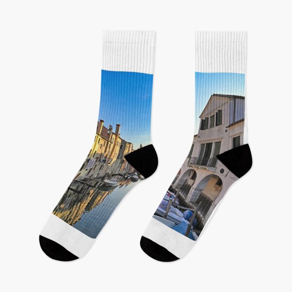 Item preview, Chioggia cityscape with narrow water canal Vena with moored boats between old colorful buildings,Veneto Region, Italy designed and sold by goceris.