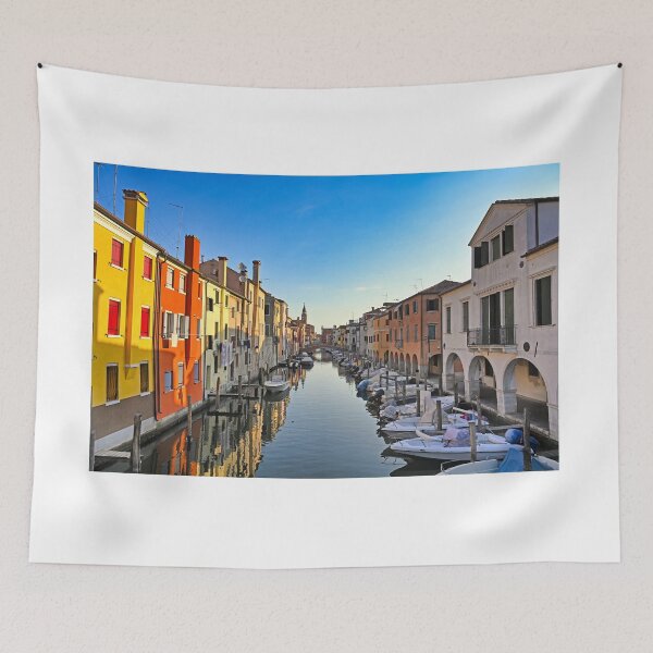 Item preview, Chioggia cityscape with narrow water canal Vena with moored boats between old colorful buildings,Veneto Region, Italy designed and sold by goceris.