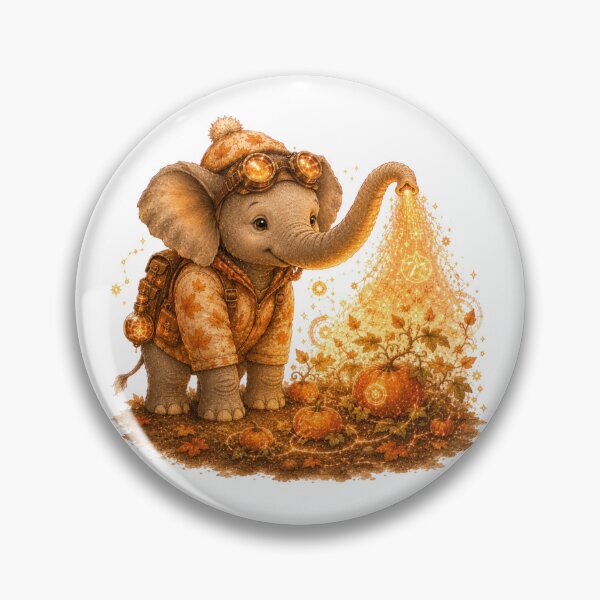 Item preview, Cute Elephant Watering Magical Pumpkins Steampunk Autumn designed and sold by AQUILAKREO.
