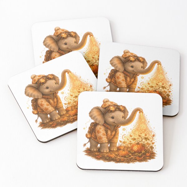 Item preview, Cute Elephant Watering Magical Pumpkins Steampunk Autumn designed and sold by AQUILAKREO.
