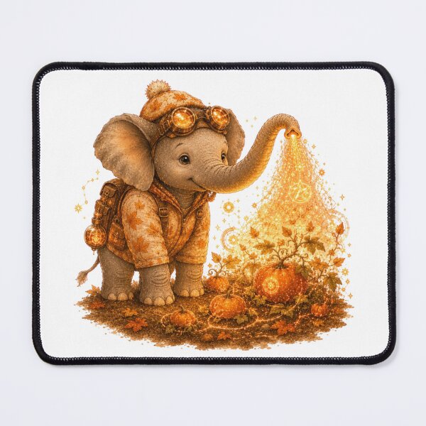 Item preview, Cute Elephant Watering Magical Pumpkins Steampunk Autumn designed and sold by AQUILAKREO.