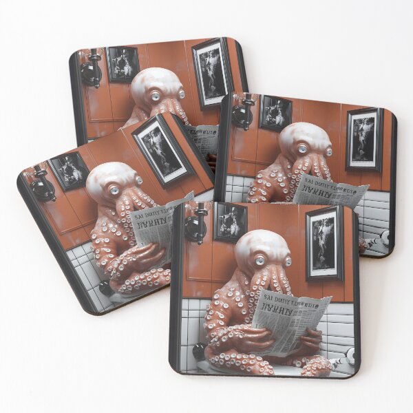 Item preview, Octopus Toilet Restroom Newspaper Orange Tiles Bathroom Humor designed and sold by earlobejerk.