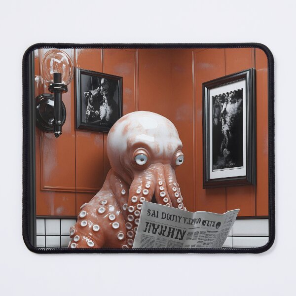 Item preview, Octopus Toilet Restroom Newspaper Orange Tiles Bathroom Humor designed and sold by earlobejerk.