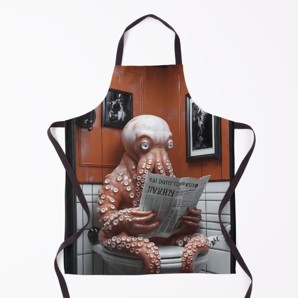 Item preview, Octopus Toilet Restroom Newspaper Orange Tiles Bathroom Humor designed and sold by earlobejerk.