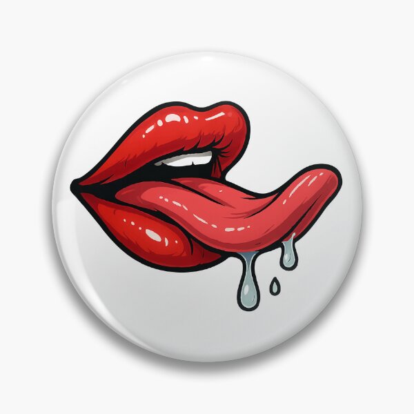 Item preview, Cartoon red lips sticking out tongue with saliva drops in 90s aesthetic style	 designed and sold by ingapv.