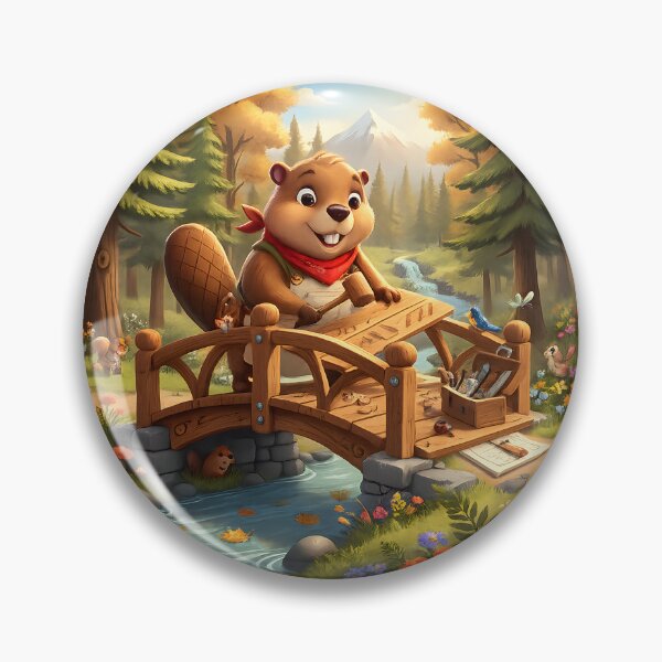 Item preview, Happy Beaver Adventures – Beaver Builds Woodland Bridge designed and sold by Clothes With Smiling Animals Walt Gral.