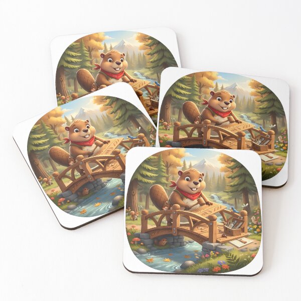 Item preview, Happy Beaver Adventures – Beaver Builds Woodland Bridge designed and sold by Clothes With Smiling Animals Walt Gral.