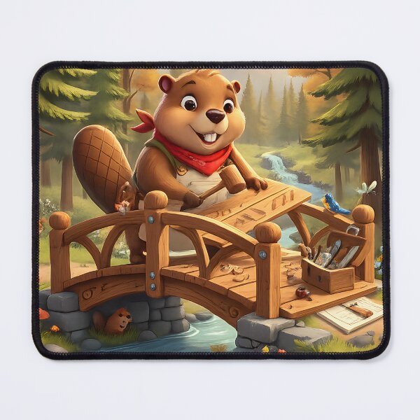 Item preview, Happy Beaver Adventures – Beaver Builds Woodland Bridge designed and sold by Clothes With Smiling Animals Walt Gral.