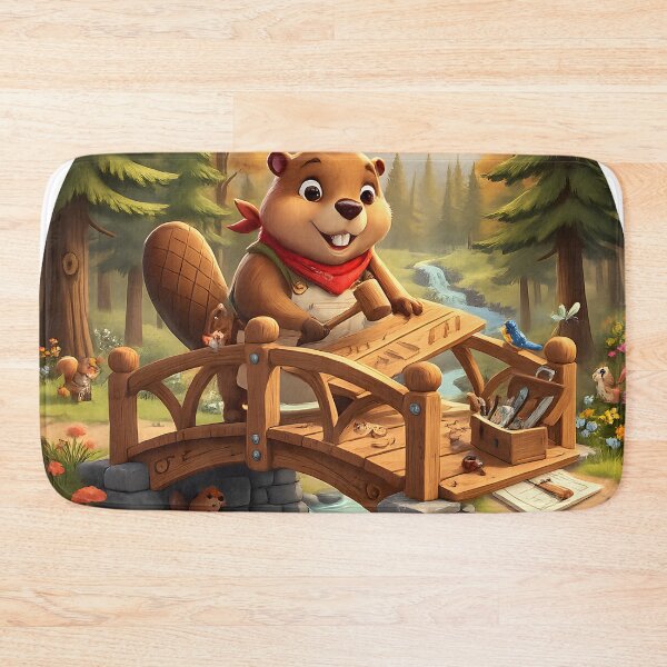 Item preview, Happy Beaver Adventures – Beaver Builds Woodland Bridge designed and sold by Clothes With Smiling Animals Walt Gral.