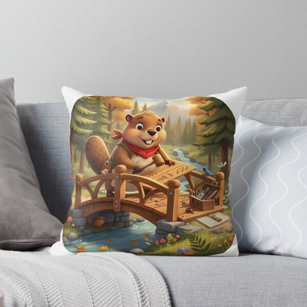 Item preview, Happy Beaver Adventures – Beaver Builds Woodland Bridge designed and sold by Clothes With Smiling Animals Walt Gral.
