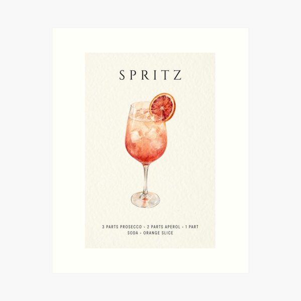 Item preview, Aperol Spritz recipe poster - watercolor bar cart art designed and sold by TheMinimalFrame.