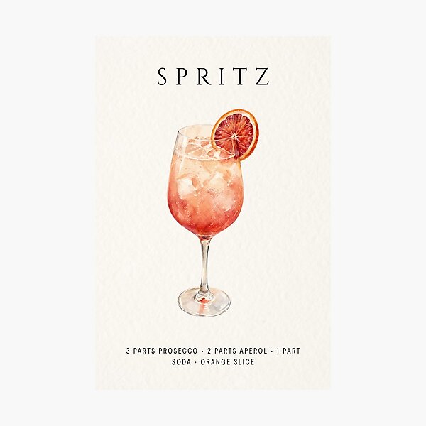 Item preview, Aperol Spritz recipe poster - watercolor bar cart art designed and sold by TheMinimalFrame.