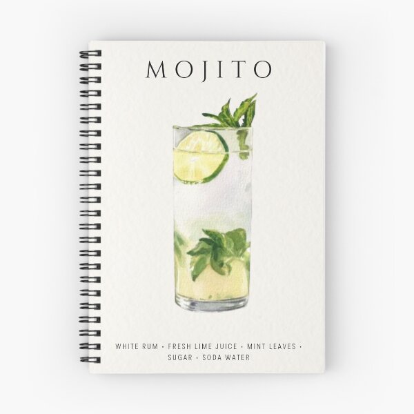 Item preview, Mojito cocktail recipe poster - Mint watercolor bar cart art designed and sold by TheMinimalFrame.