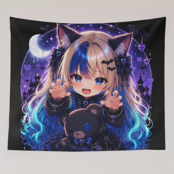 Item preview, Rawr! – Cute Gothic Neko Girl Aelyra Dark Teddy Bear designed and sold by Revyra Design .