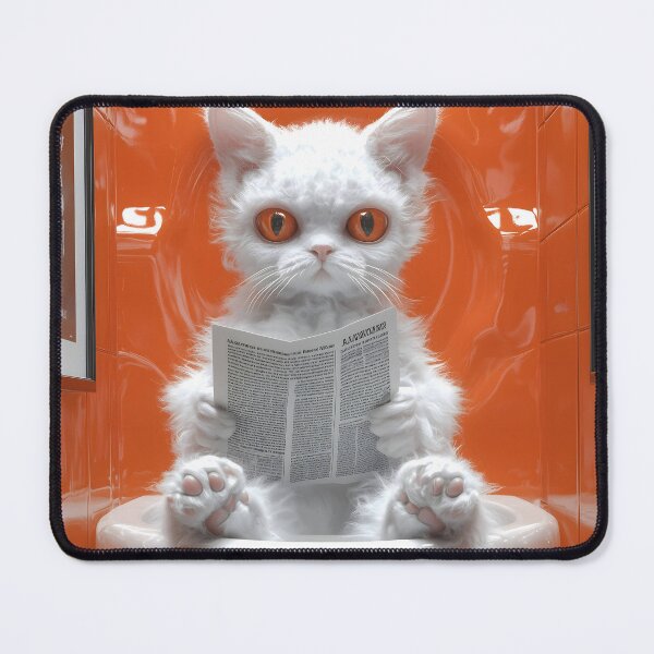 Item preview, Devon rex cat newspaper toilet orange restroom surreal humor designed and sold by earlobejerk.