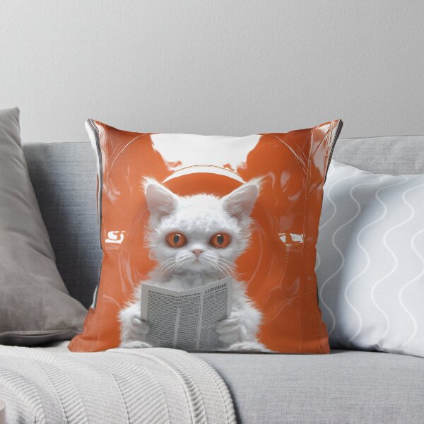 Item preview, Devon rex cat newspaper toilet orange restroom surreal humor designed and sold by earlobejerk.