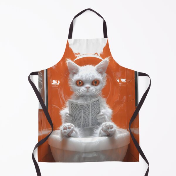 Item preview, Devon rex cat newspaper toilet orange restroom surreal humor designed and sold by earlobejerk.