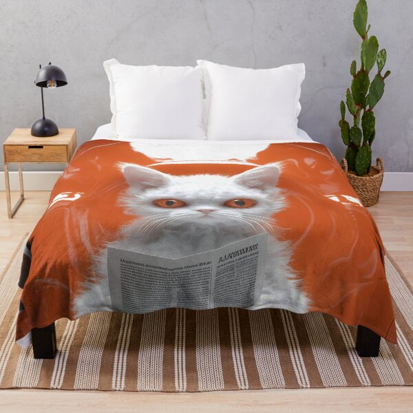 Item preview, Devon rex cat newspaper toilet orange restroom surreal humor designed and sold by earlobejerk.