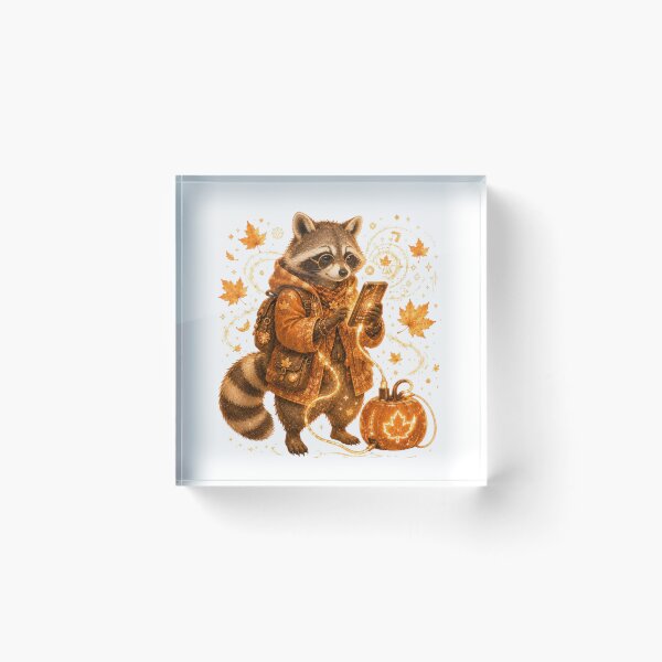 Item preview, Tech Raccoon Looking At Smartphone Steampunk Cyber Fall designed and sold by AQUILAKREO.