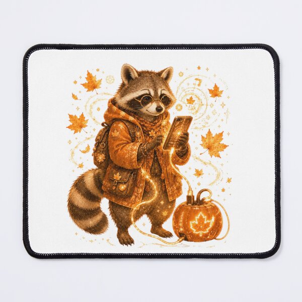 Item preview, Tech Raccoon Looking At Smartphone Steampunk Cyber Fall designed and sold by AQUILAKREO.