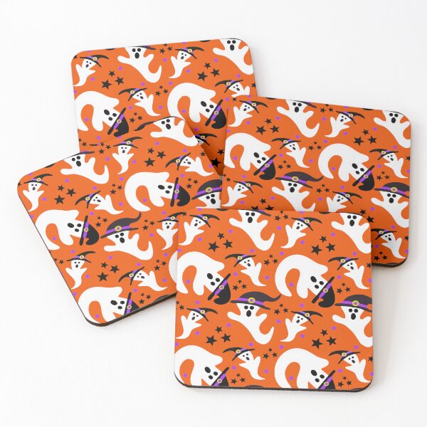 Item preview, Halloween Ghosts Witch Hats Orange Spooky Pattern designed and sold by CI Creative Design LLC.