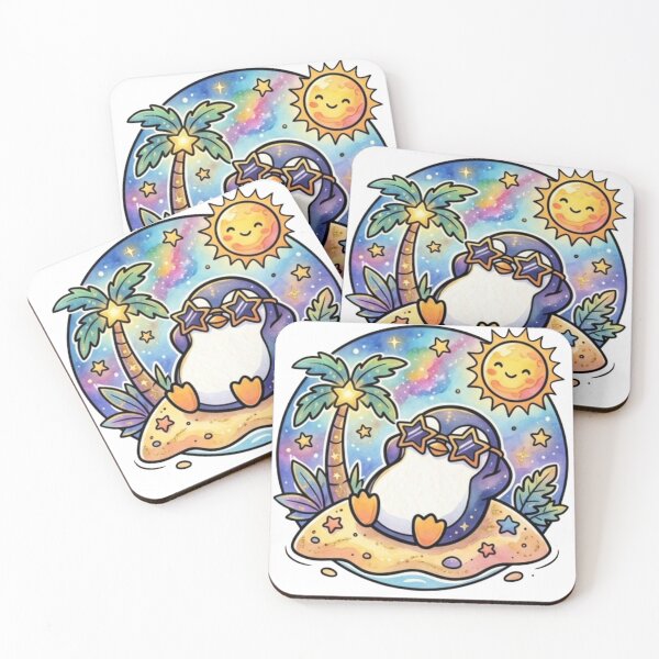Item preview, Cute Kawaii Summer Penguin | Tropical Beach Galaxy Art | Kids & Baby Vacation Gift designed and sold by Cosmic Doodle Co..