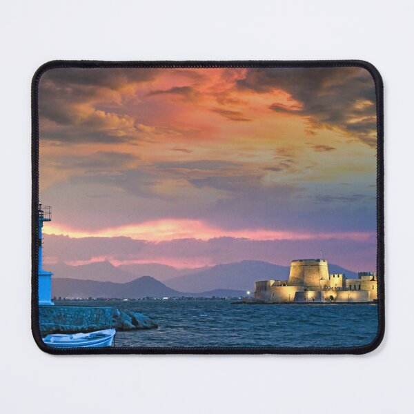 Item preview, Dramatic sunset over the castle Bourtzi in Nafplio, Greece designed and sold by goceris.