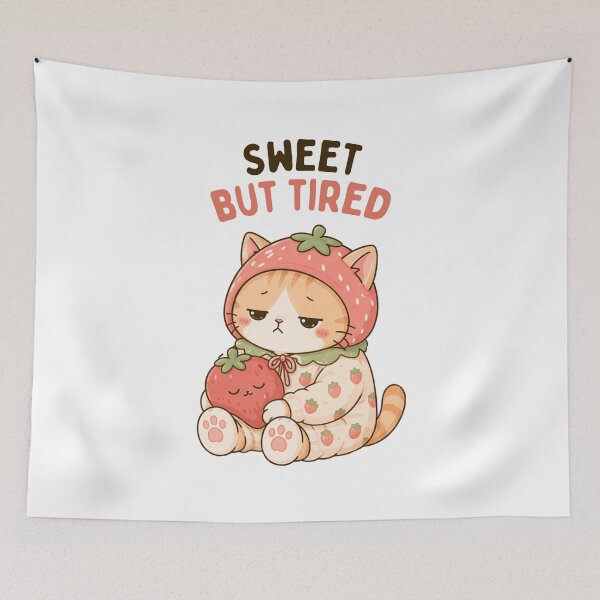 Item preview, Sweet but Tired Cat | Cute Kawaii Aesthetic | Sleepy Cozy Mood Design designed and sold by The Mood Index.