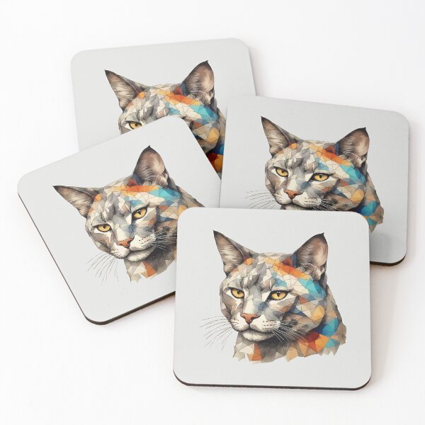 Item preview, Geometric Cat Portrait - Modern Pet Art designed and sold by Tklezardesigns.