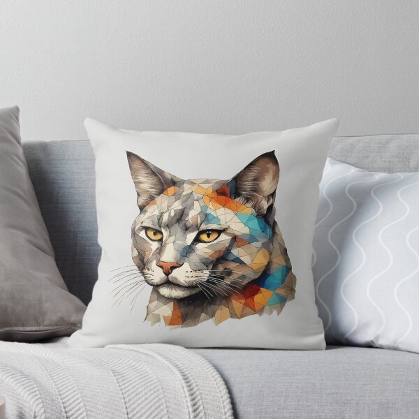 Item preview, Geometric Cat Portrait - Modern Pet Art designed and sold by Tklezardesigns.