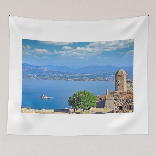 Item preview, Bourtzi Venetian water fortress in Nafplio,view fromt the Palamidi castle, Greece designed and sold by goceris.