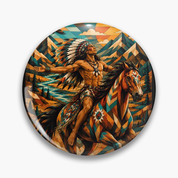 Item preview, Free Rein Spirit: Native American Horse Geometric Artwork designed and sold by ShadowArtEG.