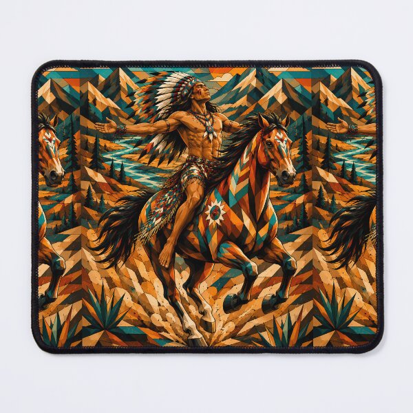 Item preview, Free Rein Spirit: Native American Horse Geometric Artwork designed and sold by ShadowArtEG.