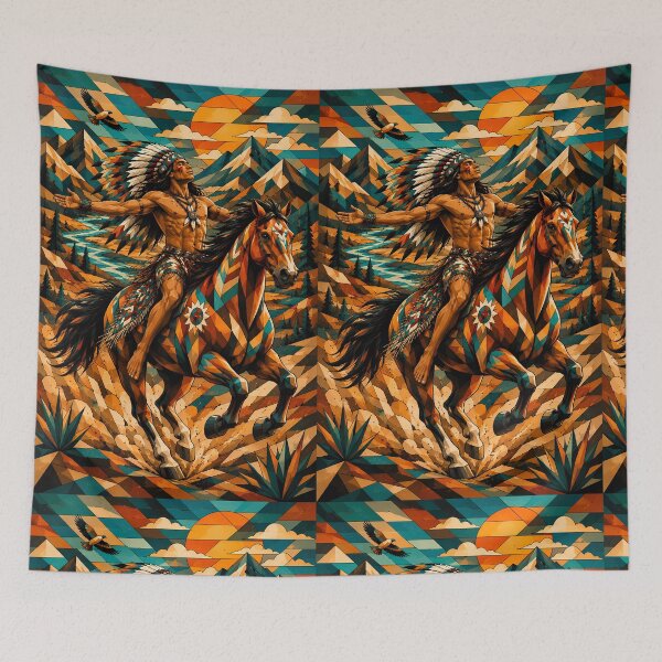 Item preview, Free Rein Spirit: Native American Horse Geometric Artwork designed and sold by ShadowArtEG.