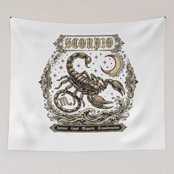 Item preview, Scorpio Intense Loyal Magnetic Transformative Vintage Art designed and sold by Zodiac Celestial Art.