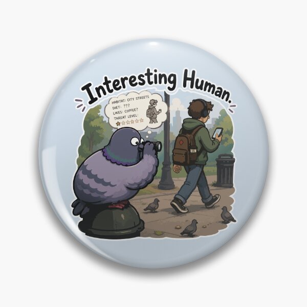 Item preview, Funny Pigeon Bird Watching Human Sticker Cute Urban Bird Meme designed and sold by SimplePoDesign.
