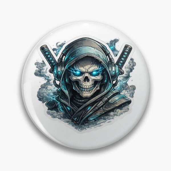 Item preview, Cyber Skull Samurai Gaming Sticker designed and sold by Varsha Art.