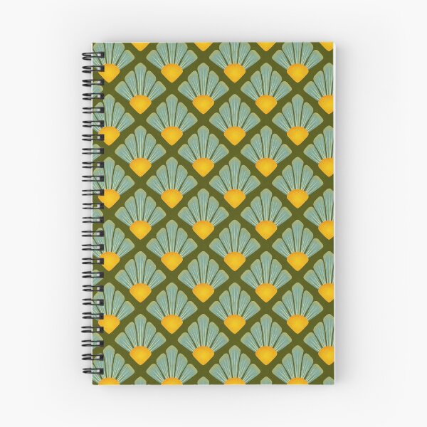 Item preview, Textured Art Deco Floral- Aqua Olive and Mustard  designed and sold by StoneyPointRoad.