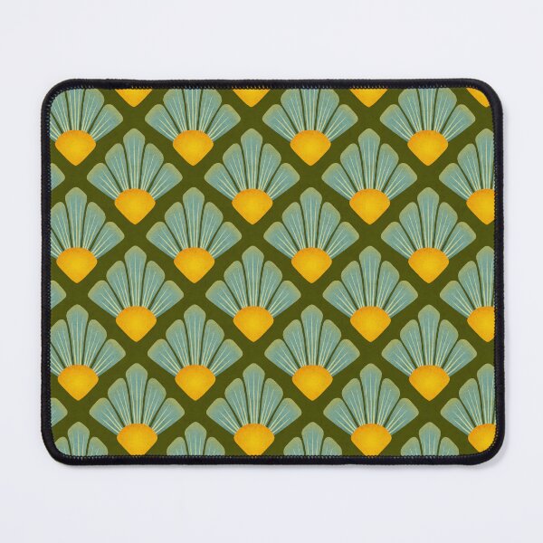 Item preview, Textured Art Deco Floral- Aqua Olive and Mustard designed and sold by StoneyPointRoad.