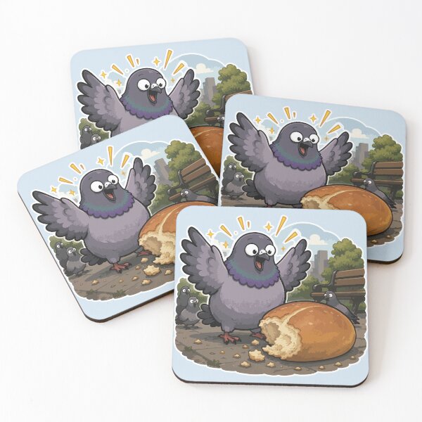 Item preview, Lucky Pigeon Found Giant Bread Funny Bird Sticker Cute Urban Meme designed and sold by SimplePoDesign.