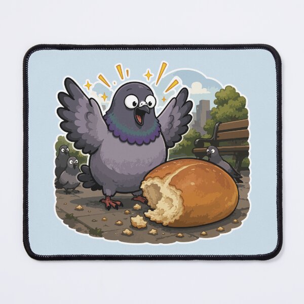 Item preview, Lucky Pigeon Found Giant Bread Funny Bird Sticker Cute Urban Meme designed and sold by SimplePoDesign.