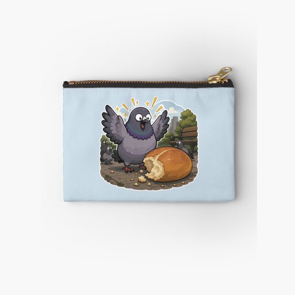 Item preview, Lucky Pigeon Found Giant Bread Funny Bird Sticker Cute Urban Meme designed and sold by SimplePoDesign.