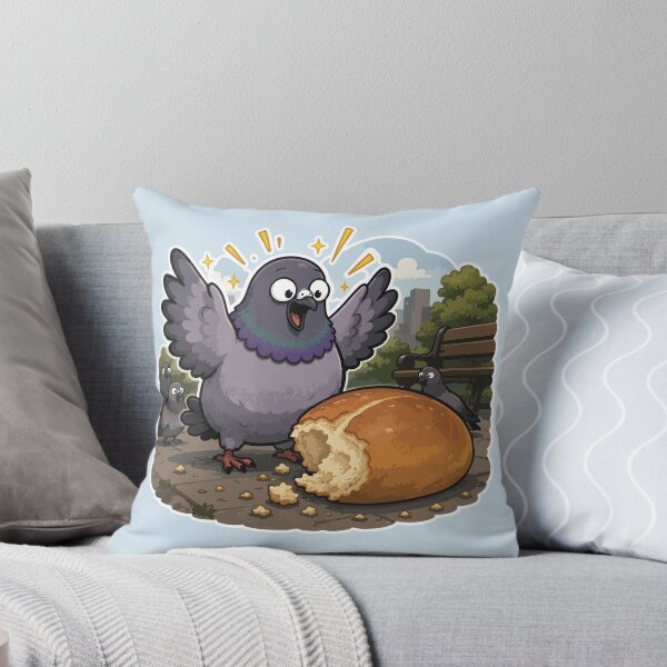 Item preview, Lucky Pigeon Found Giant Bread Funny Bird Sticker Cute Urban Meme designed and sold by SimplePoDesign.