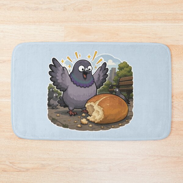 Item preview, Lucky Pigeon Found Giant Bread Funny Bird Sticker Cute Urban Meme designed and sold by SimplePoDesign.