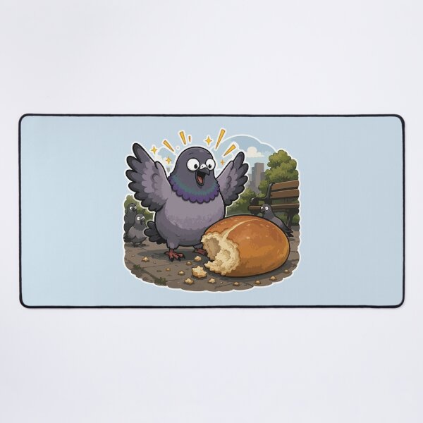 Item preview, Lucky Pigeon Found Giant Bread Funny Bird Sticker Cute Urban Meme designed and sold by SimplePoDesign.
